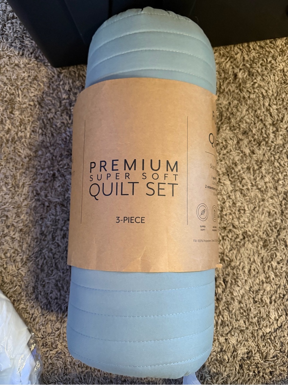 Premium Super Soft Light Blue Quilt Set - 3 Piece